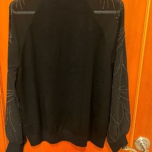 Glitzy Black top with rhinesone studded sleeves
